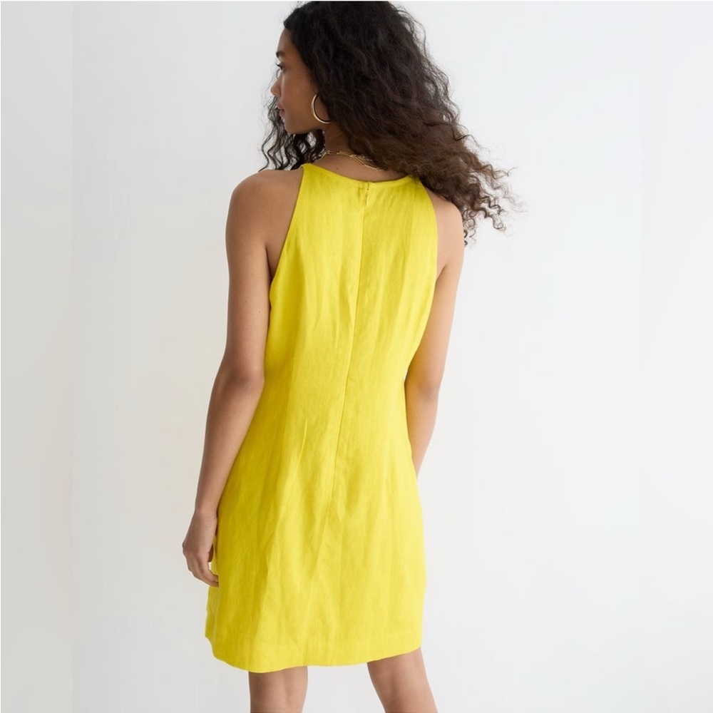J. Crew Maxine High Neck Shift Dress in Linen Yellow - XS - Picture 4 of 16